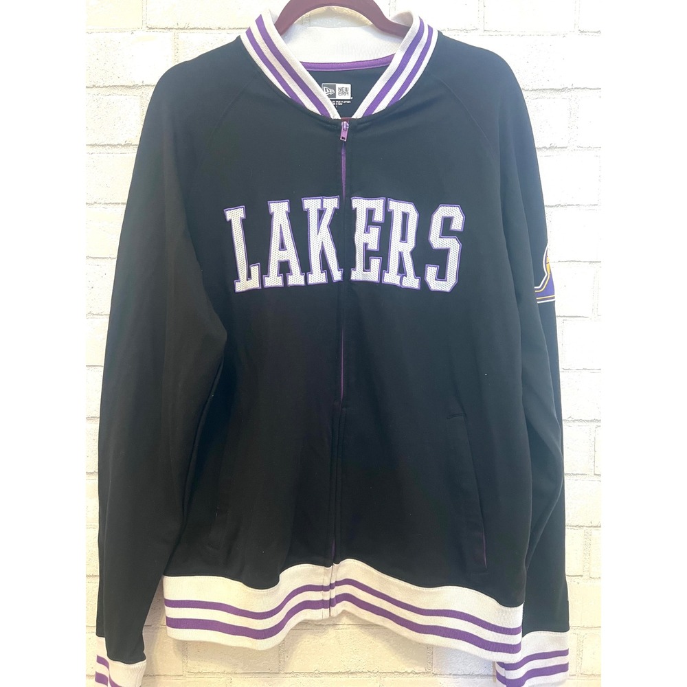 New Era Los Angeles Lakers Mens Full Zip Track Jacket Black Purple‎ Varsity XL
